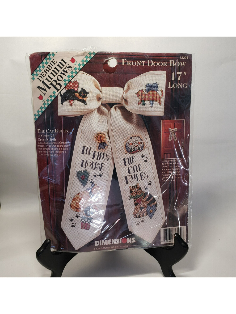 Dimensions Cross Stitch Kit Debbie Mumm Front Door Bow Cats 72294 NEW